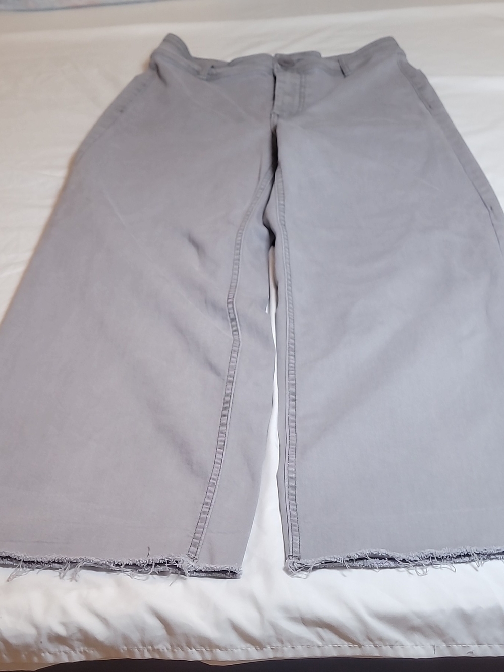 Oat New York Wide Leg Frayed Hem Jeans in Muted Gray Size 28